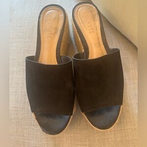 SCHUTZ Black Slide Wedge Sandals